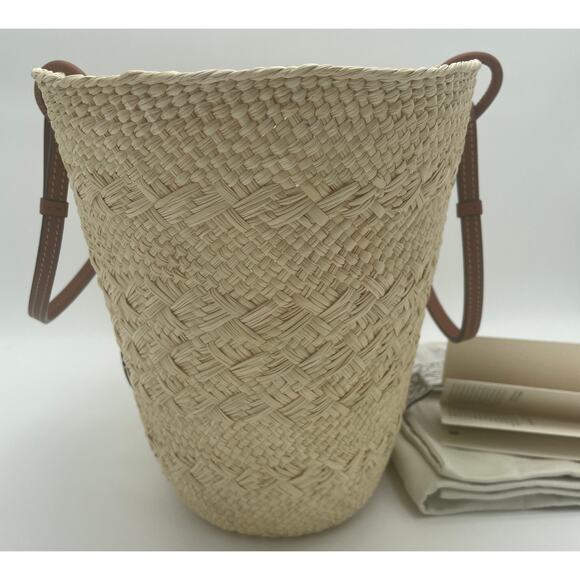 ❌❌SOLD!LOEWE PAULA IBIZA SUMMER MEDIUM ANAGRAM BASKET STRAW RAFFIA TOTE BAG NWT! - Picture 11 of 15